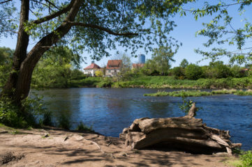 Jena in the spring on Saale shore, Thuringia