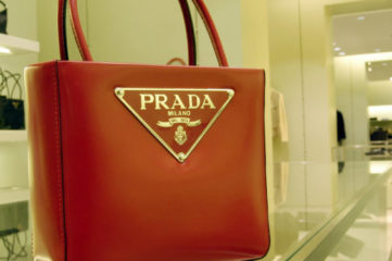 ROME - JANUARY 20: A bestseller handbag is on display inside the Prada store on Via Condotti January 20, 2003 in Rome, Italy. (Photo by Franco Origlia/Getty Images)