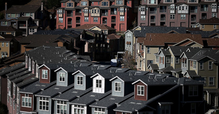 OAKLAND, CA - DECEMBER 04: Rows of new homes line a street in a housing development on December 4, 2013 in Oakland, California. According to a Commerce Department report, sales of single family homes in the U.S. surged 25.4 percent in October, the larget gain in over 33 years. (Photo by Justin Sullivan/Getty Images)